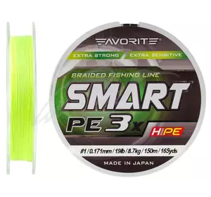 Шнур Favorite Smart PE 3x 150м (fl.yellow) # 0.25 / 0.085mm 5lb / 2.2kg (1693-10-52)