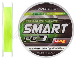 Шнур Favorite Smart PE 3x 150м (fl.yellow) # 0.25 / 0.085mm 5lb / 2.2kg (1693-10-52)