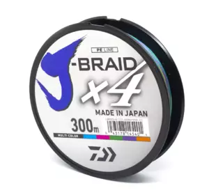 Шнур Daiwa J-Braid X4E 0.13мм 300м Multi Color / (2201422 / 12745-113)