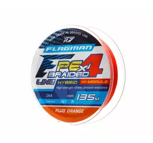 Шнур Flagмan PE Hybrid F4 135м FluoOrange 0.06мм. 2.7кг/6Lb (28135-006)